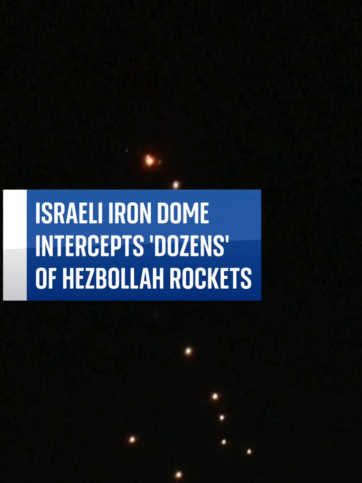 Tensions between Hezbollah and Israel are bubbling, with Israel intercepting 'dozens' of rockets shot by the militant group over the Galilee region. #israel #lebanon #irondome