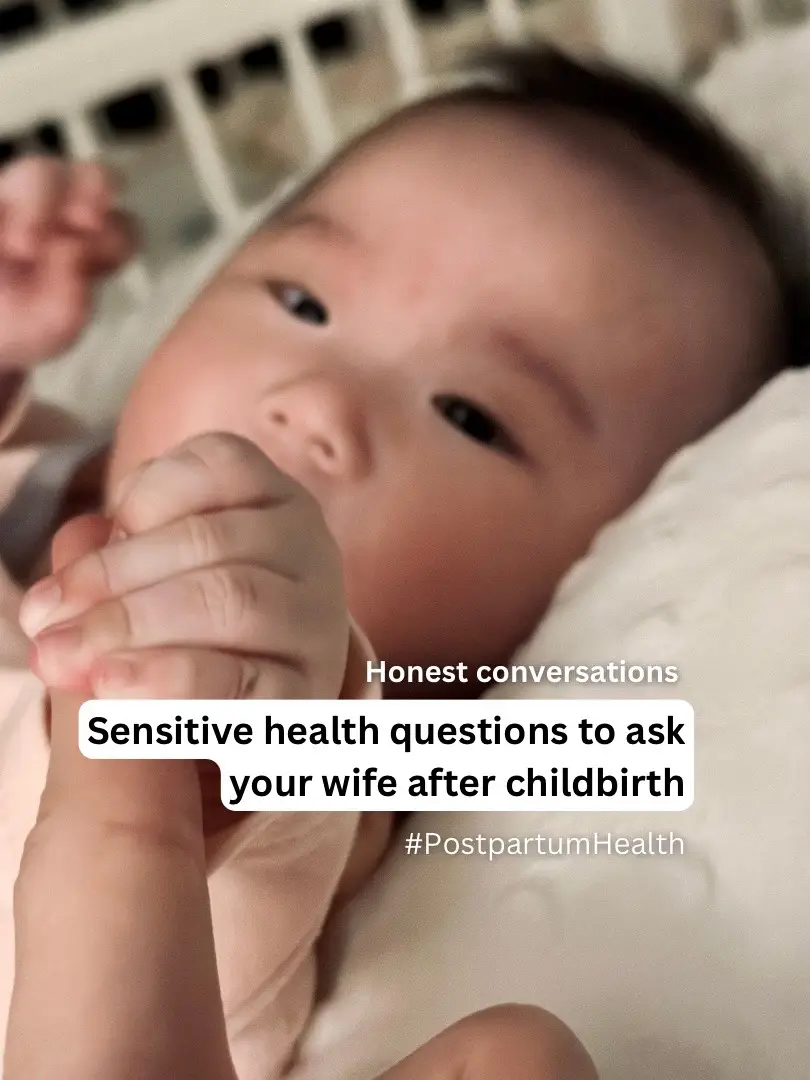 After childbirth, it’s essential to check in on your wife’s well-being. By addressing these sensitive yet important health questions. Open conversations build stronger bonds and help in navigating this new journey together. #postpartumcare #partnersupport #newmomjourney #healthcheck #partnerinparenting #newmomcare 