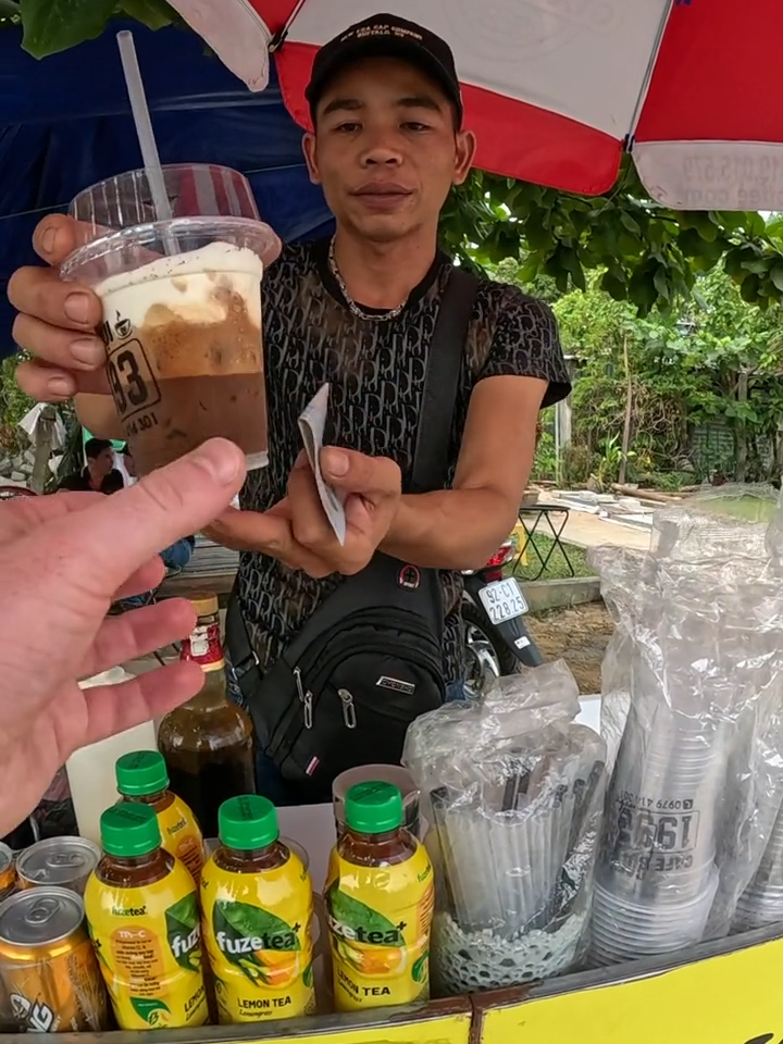 $0.40 coffee in Vietnam 🇻🇳  #hughabroad #vietnamesefood