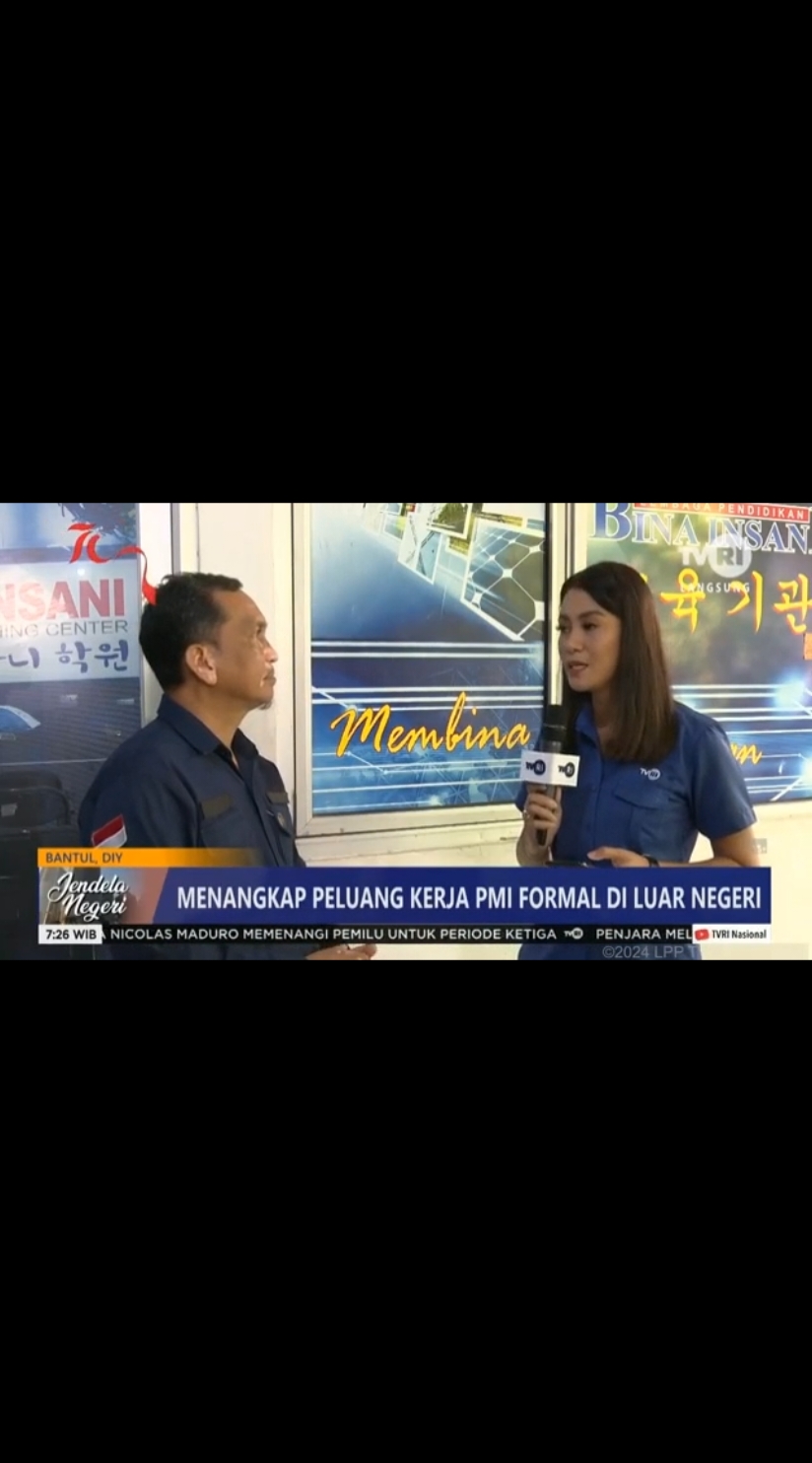 Liputan Jendela Negeri TVRI di Bina Insani Migrant Training Center tentang Peluang Kerja ke Luar Negeri Sektor Formal #lpkbinainsani #kerjajepang #kerjakorea #binainsanimtc #binainsani #tvri #kursusjepang  #binainsanimigranttrainingcenter #jendelanegeritvri #kursuskorea 