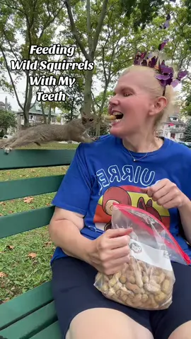 My name is Cynthia Beaumont and I am the squirrel whisperer I can feed squirrels anywhere with my bare teeth! # Cynthia Beaumont #SquirrelWhisperer #Squirrel #WildAnimals #WildSquirrel #SweetTooth #Medusa 