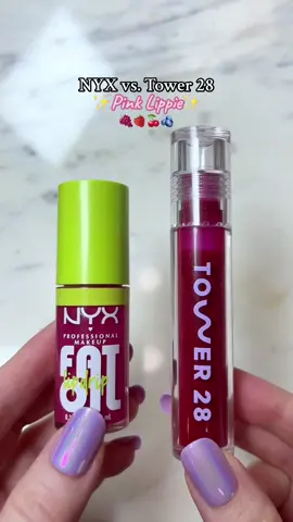 NYX vs. Tower 28 Lippie 🍓🍇🫐 #lipoil #lipgloss #lipproducts #tower28beauty #nyxcosmetics 
