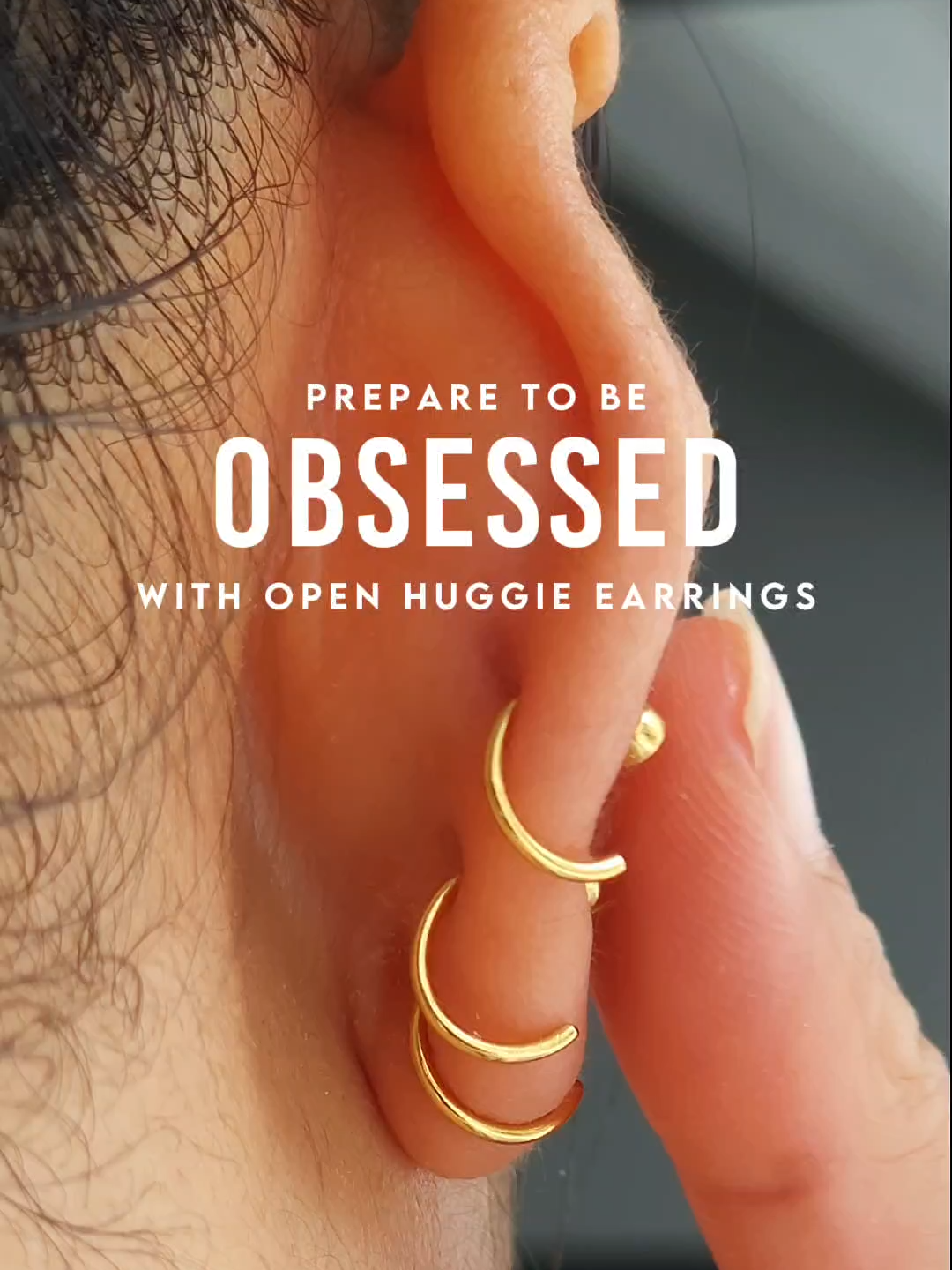 Get ready to fall in love with your ears all over again. Our open huggies are the ultimate ear candy. 😉 #ear #earrings #earringslovers #earringinspo #earstyling #earstack #musthaves #dailyjewelry #everydayearrings #comfort #openhuggieearrings #reasonswhy #dainty #jewelry #jco #jcojewellery