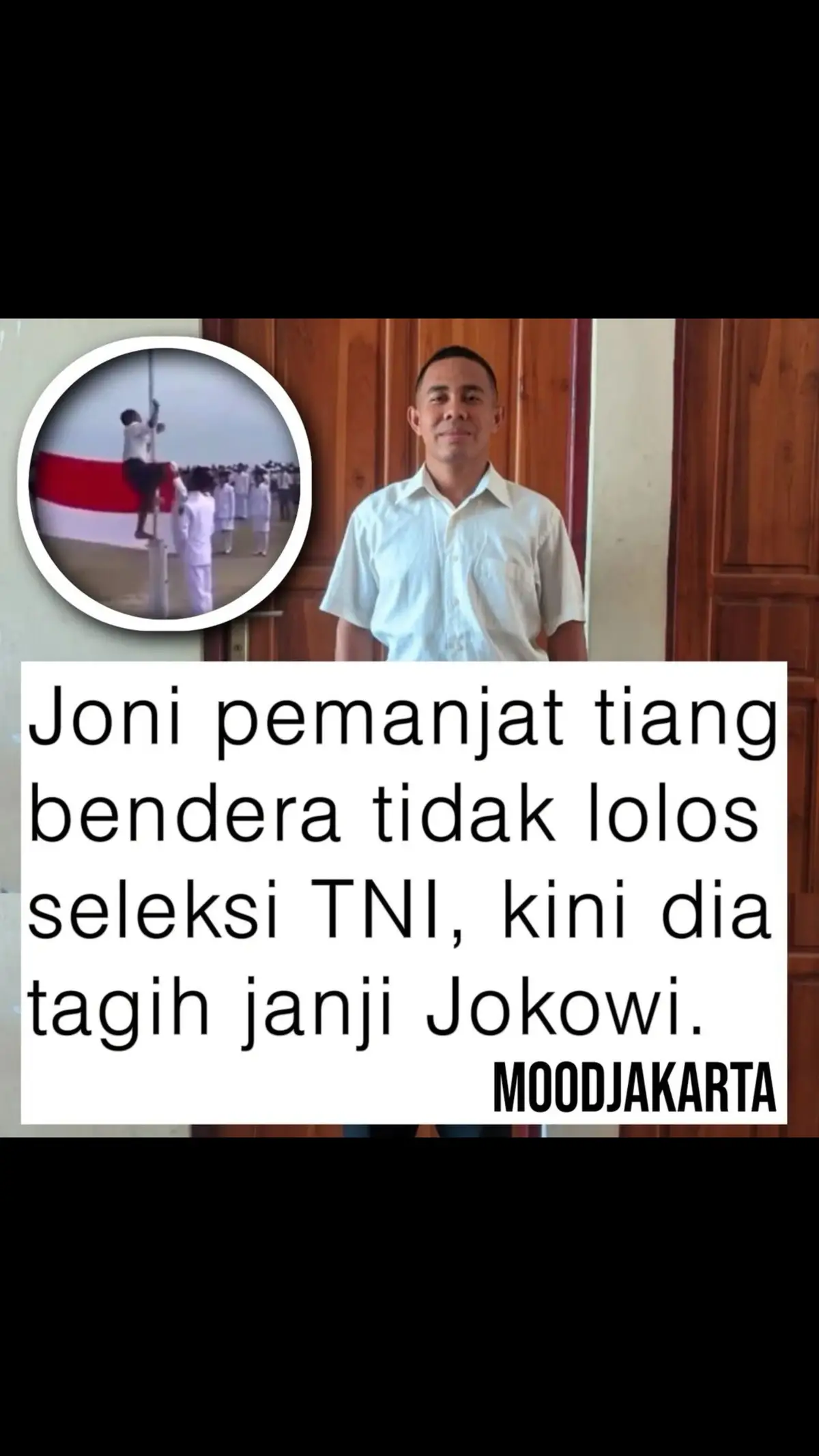 Masih ingat yohanes gama marchal lau alias joni yang pernah viral karena manjat tiang bendera tahun 2018? Sekarang joni tidak lolos seleksi tni, dan tagih janji pak jokowi #fyp #fypシ #viral 