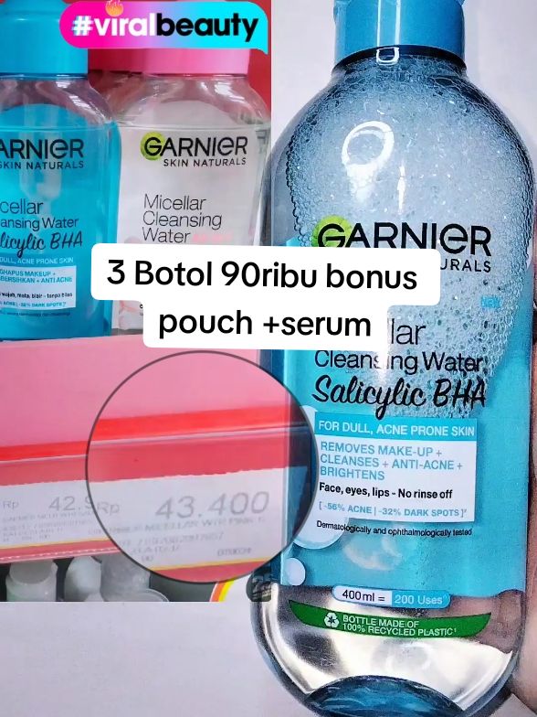 Garnier Micellar Water Salicylic BHA untuk kulit jerawat berminyak bruntusan pori2 besar  #garnier #viralbeautyid #produkviralgarnier #brandofthemonth #garniermicellarwater #skincareroutine #fnfmediagroup 