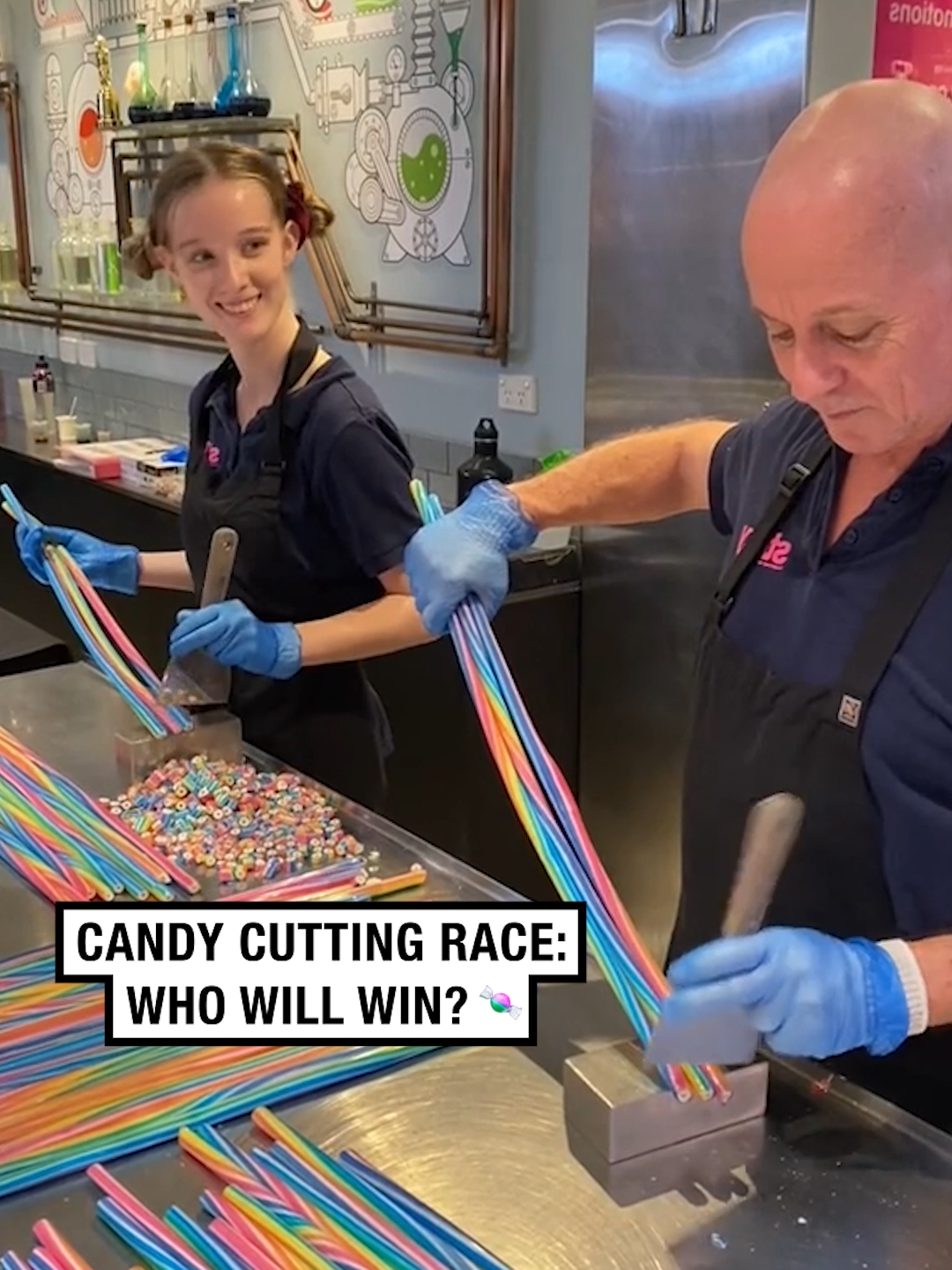 We're just here for the sounds! 🤣🤩 🎥 @stickyaustralia  #UNILAD #Candy #Race #Challenge #asmr #satisfying #sound #chop #competition