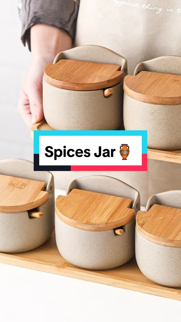 Japanese Style Ceramic Seasoning Jar Bamboo lid Spice jar With Spoon Kitchen Sugar Salt Spices Storage Box Household Container #spices #spicestorage #aliexpress #jar #foryou #uk #onlyforyou #SmallBusiness #Trending 