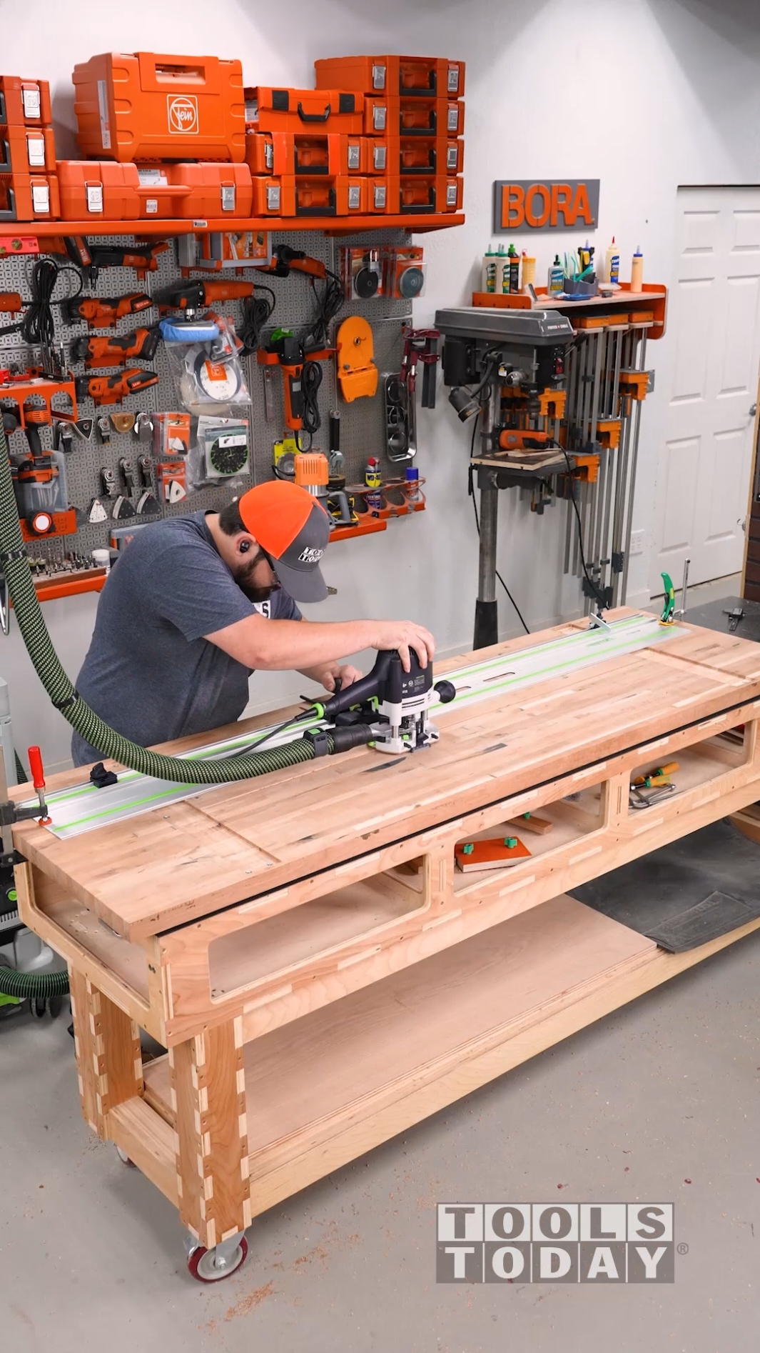 Routing out the slots for the C-Channel on this table to get it mounted as flush as possible with the table base! Routing on the track made this a super simple process and it was easy to take multiple passes to get down to the final depth!  The tools used in this video are available from @toolstoday and are listed below. - - - - - - - Festool OF 1400 Router, item no. FS-576213 Amana Tool 1/4