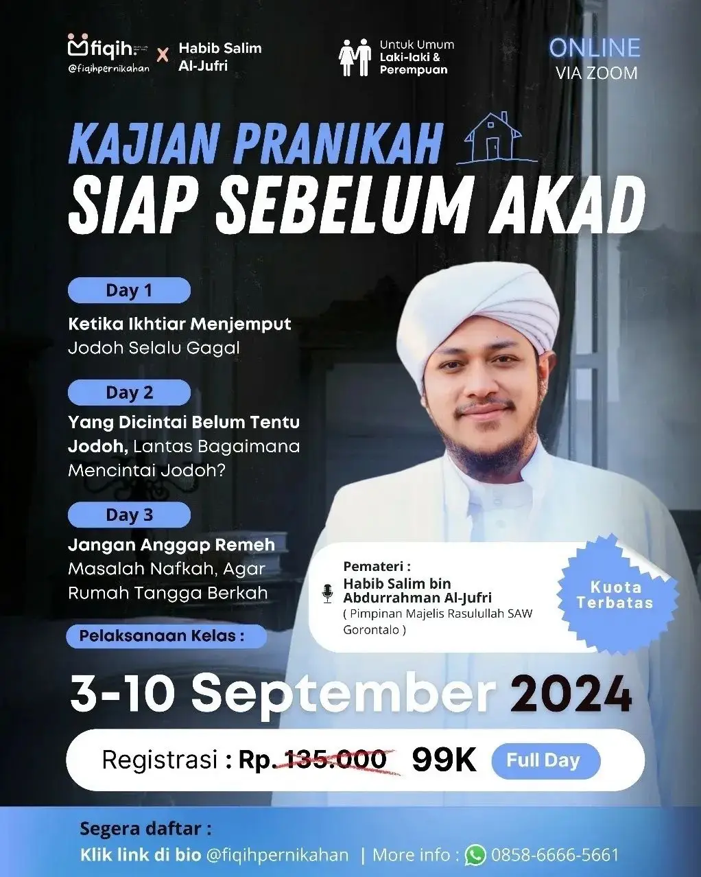 Jodoh adalah anugerah yang tak terduga, datang pada waktu yang tepat sesuai dengan rencana-Nya. Dia bukan hanya sekedar cocok, tapi dia mampu untuk menjadi pelengkap. Namun sayangnya, nggak setiap orang bisa bertemu dengan jodohnya secara cepat dan tepat. Banyak yang harus gagal berkali-kali bahkan sampai kehilangan harapan untuk menjemput jodohnya lagi. Disisi lain, banyak orang yang berhasil menikah, namun bukan dengan seseorang yang diinginkan sebagai jodohnya, lantas mau dibawa kemana pernikahan yang ada ? Melalui kelas kolaborasi @fiqihpernikahan x Habib @salim_aldjufri segala hal tentang jodoh akan dibahas, termasuk tentang keresahan-keresahan tersebut ya. Join kelasnya sekarang, dengan klik link di bio @fiqihpernikahan By Fiqih Pernikahan #fiqihpernikahan #pernikahan #pranikah #kajian #hijrah 