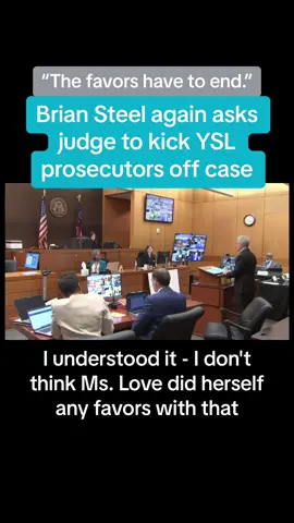Young Thug's lawyer Brian Steel made another oral motion today (Monday, Aug. 5) to disqualify the prosecutors in the YSL trial. He cited the motion that Chief Deputy District Attorney Adriane Love filed that alleged the defense has a duty to disclose material they may use to impeach witnesses, which Judge Paige Reese Whitaker took issue with. Whitaker last week told Love to take her duty of candor to the court more seriously (you can watch her say that here  @Meghann Cuniff) because of what she wrote in the motion. Steel jumped on that today and asked Whitaker to kick the prosecutors off the case. She didn't make a decision yet, but she said she takes 