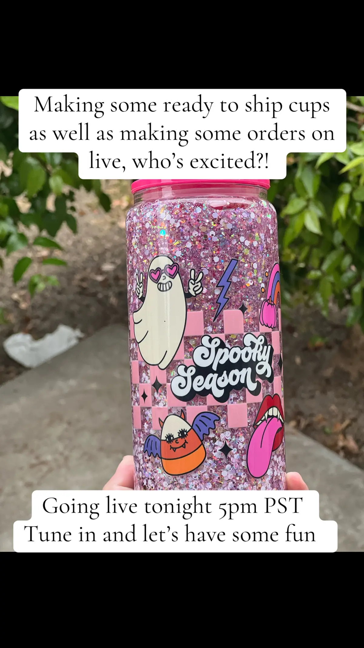 Tune in tonight 5pm PST open line up for cup orders #linkinbio #customglittertumbler #SmallBusiness #fyp #fy #fypage #enchantedboutique #tumbler #customglittermix 