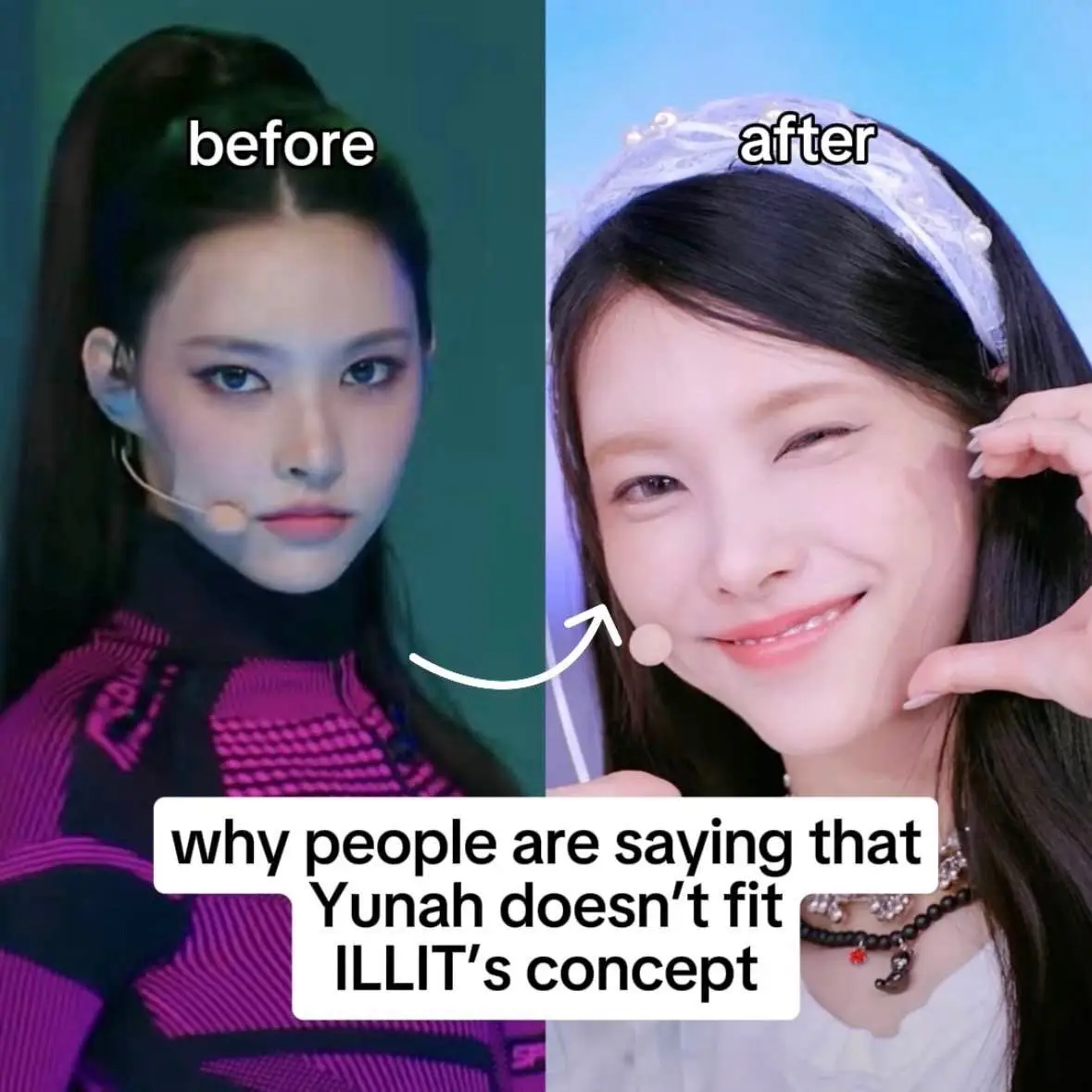 people are saying yunah doesn't fit the ILLIT concept and that she looked better in r u next than ILLIT! i think she looks stunning regardless but understanding your face style makes a huge difference! here’s a quiz to find out if you suit a cute or sexy style more 💗 #ILLIT #hybe #yunah #kpop #kpopidolmakeup #makeuptips #koreanmakeup #koreanmakeuptips #fyp