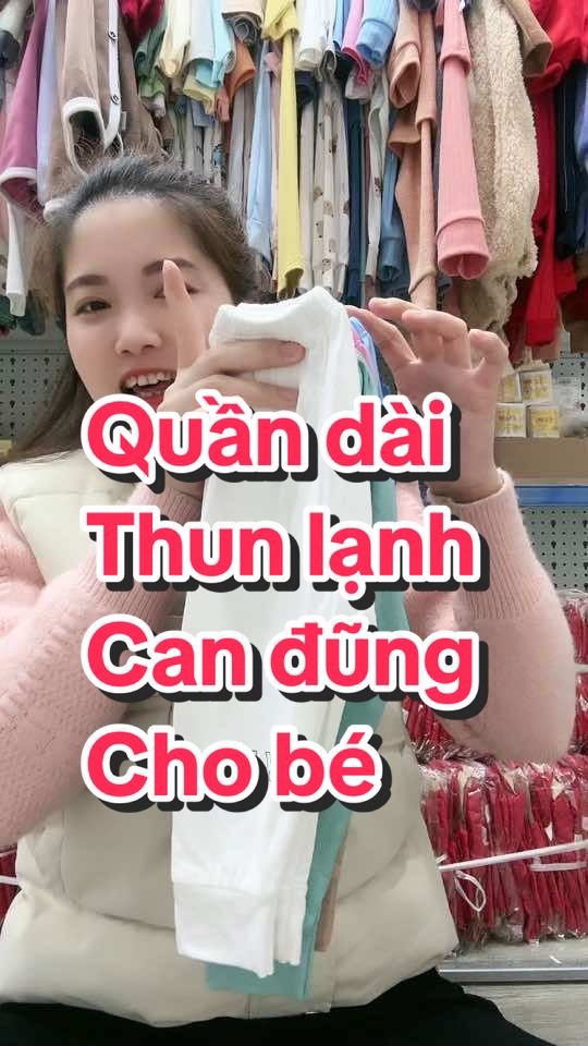 Mẫu quần dài thun lạnh can đũng cho bé yêu nhà em về nhiều ạ, chất đẹp nhẹ mịn mặc 4 mùa luôn ấy #quandaichobe #quandaithunlanh #mevabe #embe 