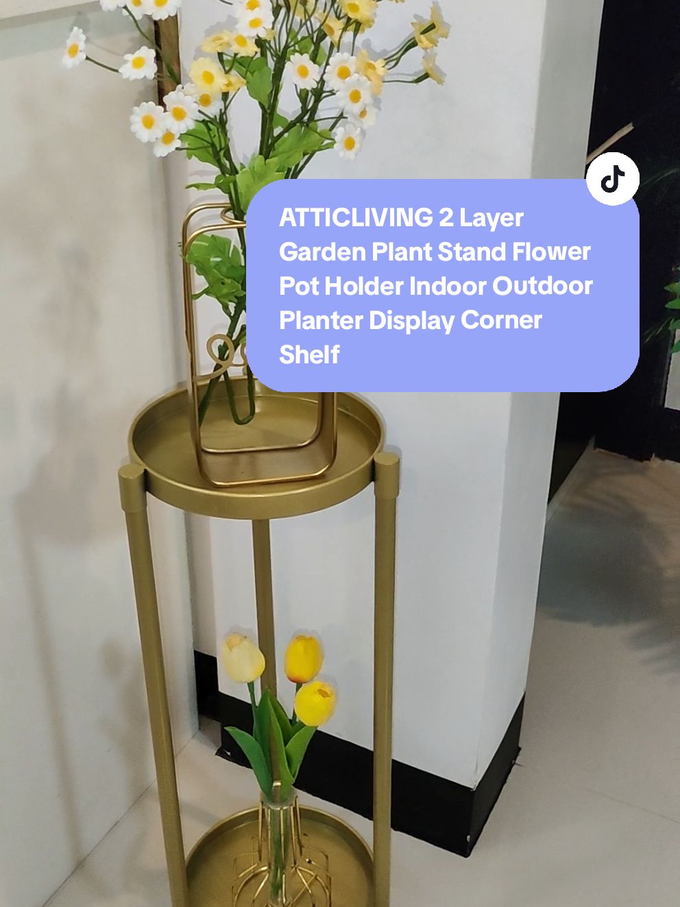 ATTICLIVING 2 Layer Garden Plant Stand Flower Pot Holder Indoor Outdoor Planter Display Corner Shelf #metalplantstand #diyplantstand #potstand #potholder #plantstandideas #homedecor #plantdecor #shelf 