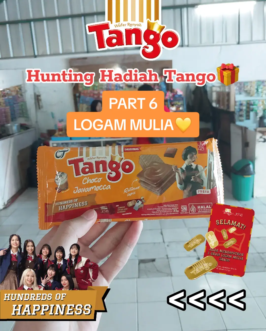 Hunting Hadiah Tango PART 6🏫 Masih di kantin sekolah nih Sobat Wafer, tapi kali ini mimin umpetin emasnya di salah satu sekolah di Bandung✨ Ada yang sekolah disini gaa?🙋🏻‍♀️🙋🏻 #WaferTango #HundredsOfHappiness #HuntingHadiahTango #BerapaLapisRatusan #TangoxJKT48 #JKT48 #JKT48NewEra #Oshi #Emas #fyp #viral 