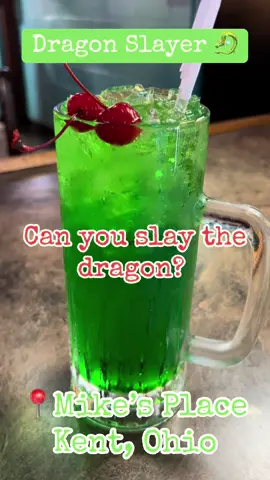📍Mike’s Place- Kent, Ohio! Can you slay our house drink, the Dragon Slayer? 🐉🎉 everyone wish Matt our bartender good luck on his next adventure!! #mikesplace #mikesplacekent #kentohio #eatlocalohio #fyp #fypシ #eatlocal #dragons #cocktail #trending #ksu 
