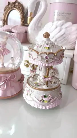 ౨ৎ 🩰 Ballerina Snow Globe & Carousel 🎀🎠 ౨ৎ Cute musical snow globe and carousal from Amazon link in bio. ♡ #dollette #pinkaesthetic #bows #snowglobe #carousel #coquette 