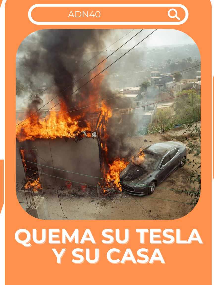 Quema su Tesla y su casa al conectarlo en un diablito de luz. #incendio #tesla #casa #tijuana #noticias #adn40