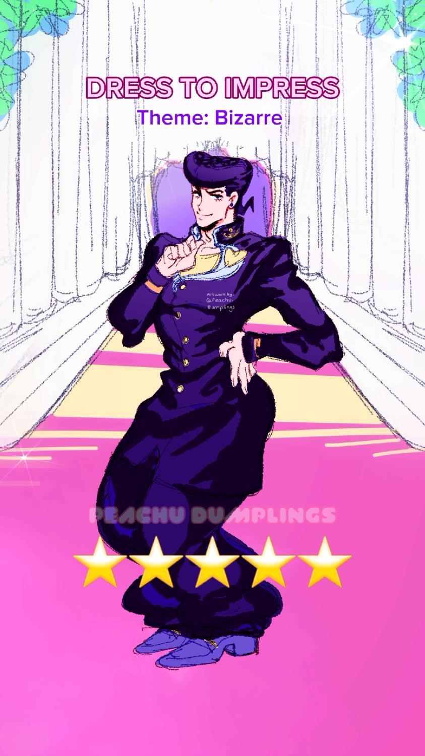 JoJo's Bizarre Dress Up Adventure 👗#josuke #dresstoimpress #jojopose I tried the 'Dress to Impress' trend with JoJo because stand users are the best at posing 🕺 (and I'm also addicted to styling outfits in the roblox dress up game). Which JoJo character should I draw posing next? #jojosbizarreadventure #dresstoimpress #roblox  #josukehigashikata #jjbameme  #diamondisunbreakable 