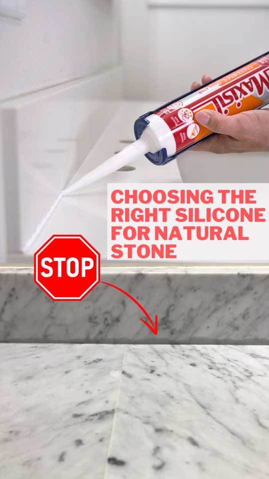 Dont make this mistake when choosing silicone for your natural stone countertops and tile! #DIY #howto #construction #fyp 