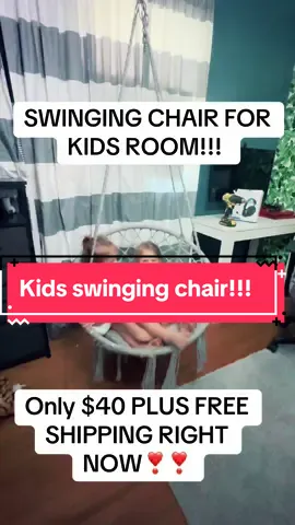 Seinging chair for kids room!!!! ONLY $20 right now RUNN!!! #swingingchair #kidsroom #boyroom #roadto10k #sahm #fyp #tiktokshop #tiktokshopaffiliate #boymom #kids #foryou #CapCut 