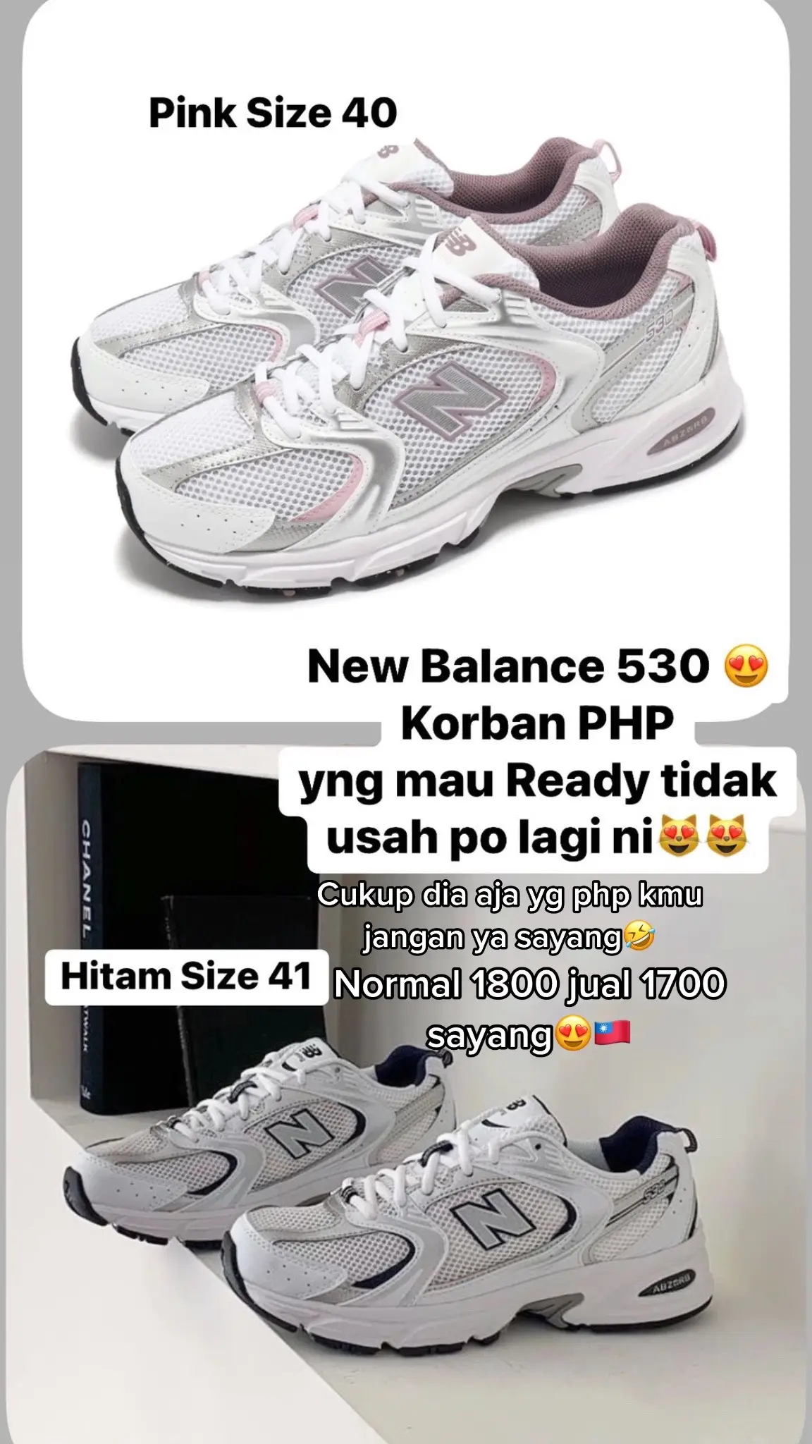 New Balance 530 ready gercep sayang lagi diskon jgni😍🇹🇼 #newbalance530 #nb #newbalance #sepatutaiwan #bakulsepatu #sepatumurah #sepatuoriginal 