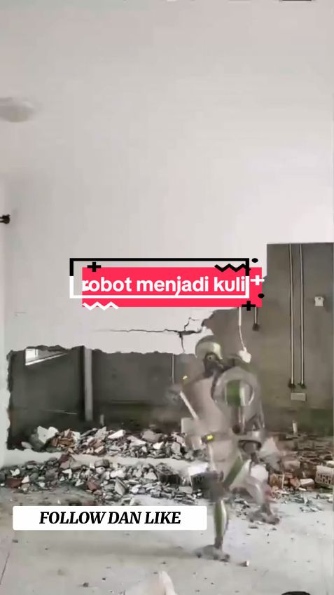 Video lapangan mesin robot merobohkan tembok di lokasi konstruksi #pembongkarandinding #robotAI #robotbekerja #canggih #hematwaktu #fyp #viral 