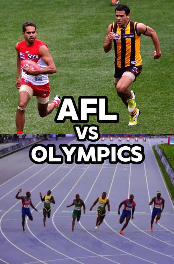HOW CLOSE ARE THEY? 🏃🏻‍♂️🥇 AFL players might not be capable of winning an event at the Olympic Games, but they would be decent at a lot of them ✅ Our footballer’s play 2 hour game times on the biggest fields in the world 🌎  They have to be capable of running long distances, sprint fast, jump high, take a hit and have great strength 🏋🏻‍♂️ Not to mention have the skill to be precise with an oval shaped ball 🏉 There’s not many sports that are as demanding as AFL footy ‼️ Follow for more AFL content like this ✅  #afl #olympics #aflfinals #olympicweightlifting #afltiktok #olympicgames #australianrulesfootball #usainbolt #aflstrengthconditioning #footy #footyedit 