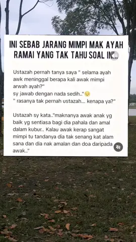 selama mak&ayah meninggal Tak pernah satu malam pun mimpi kan dia😢jjika betul lah, semoga mak &ayah ,Allah tempat kan dalam golongan orang2 beriman, Allah ampun kan dosa2 nya🤲,tibe rindu😭😭#alfatihahselaluuntukmu #renunganpetang #rinduibu #rinduayah #assalamualaikum 