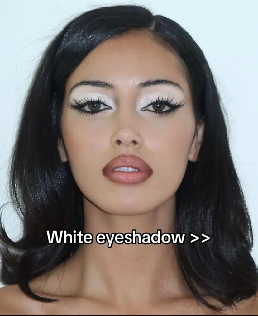 White eyeshadow can really make your eyes pop  #fyp #makeup #model #browneyes #inspiration 