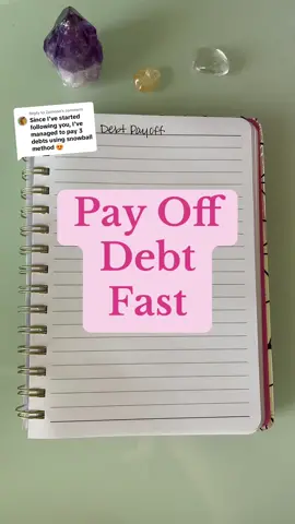 Replying to @Zamooo pay off debt fast using either the snowball or avalanche method! Put your debts in order depending on which method youre using, makw minimum payments on all, and throw any extra money you can at the first debt in line. Then just roll the money to the next debt as you pay them off. #budgetingtiktok #Budgeting #budgetingtips #debtfreejourney #budgetingforbeginners 