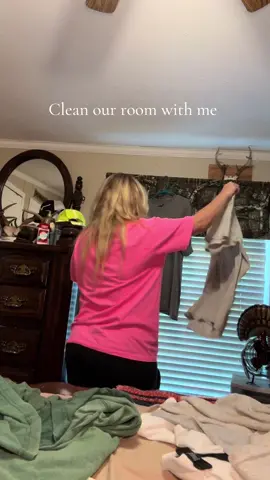 Clean our room with me. As yall can see, this is my husband’s decor, not mine 🤣 #CleanTok #cleaning #laundry #sahw 