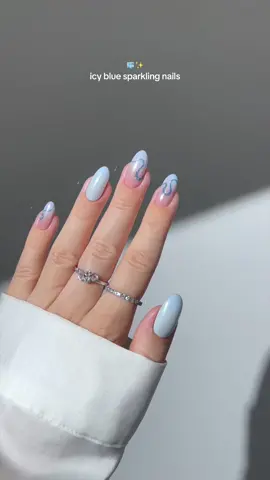 🌊💦 icy blue sparkles to beat the summer heat 🧊🥵 •ad | Using: @kiaraskynails Laven-Dare | Spring Showers | So Into Blue | Sapphire mixed with Blank Slate for ombre effect | Rub On Top Coat | Glass Chrome Powder  Discount code: GREATNAILS _____ *affiliate #bluenails #ombrenails #gradientnails  #glitternails #sparklynails #summernails #nailinspo #nails cute nails , almond nails , nail art tutorial, pearl chrome vacation nails water nails pastel baby blue