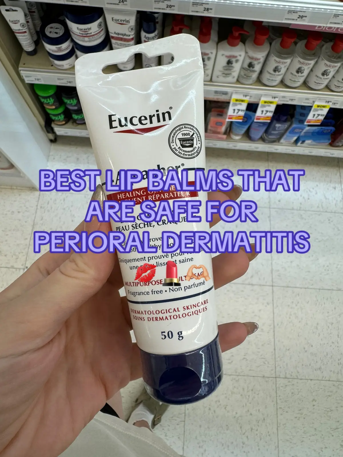 When dealing with perioral dermatitis, you want to stay clear of anything with added actives in it such as scents, colouring, flavour, spf, retinol or acids because PD hates everything 🫠 These are all great options to keep your lips hydrated while you work on drying out the pd 🤝🏻 PRO TIP: try to avoid wearing anything on your lips at night so you don’t smear onto your pillow and onto thw rash 🫡 #perioraledermatitis #acne #lipbalm 