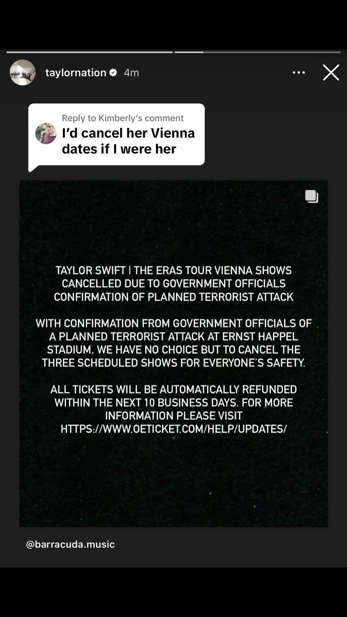 Replying to @Kimberly Vienna Shows cancelled. ✨ #taylorswift #swifttok #erastour #vienna 