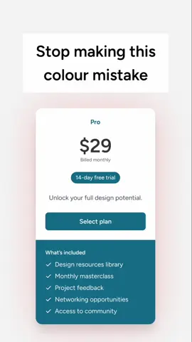 Stop making this colour mistake 🛑 one simple idea to transform the way you use colour.  #DesignTips #UXDesign #figmadesign #uidesign #UserExperience #DesignMistakes #colourtheory 