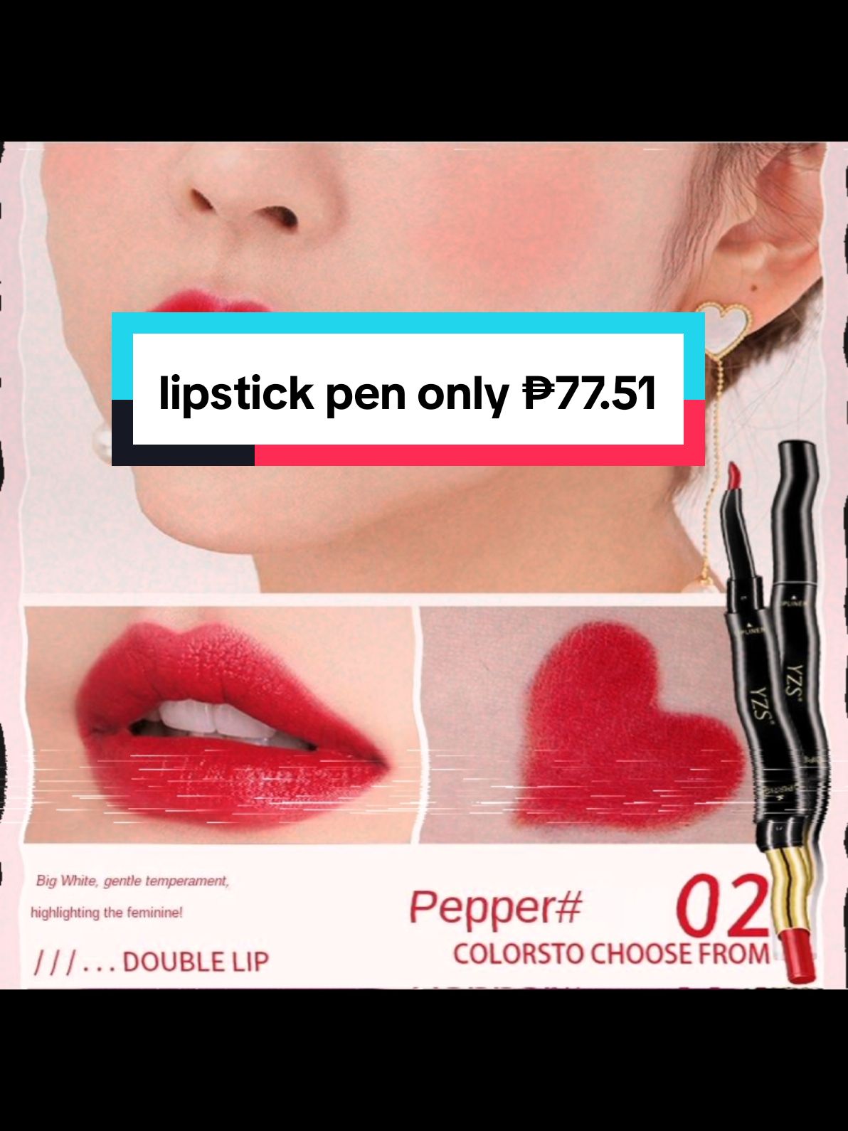 New Yzs Double-Headed Lipstick Pen Lip Liner Discoloration Resistant Hook Double-Headed Rotating Lipstick Lip Pencil Matte Makeup Lipstick Only ₱77.51!