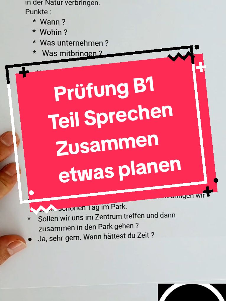 Prüfung B1 Sprechen Zusammen etwas planen B1  #lernenmittiktok  #deutschland🇩🇪  #deutsch  #fyp  #explore  #tiktoklongs  #viral 