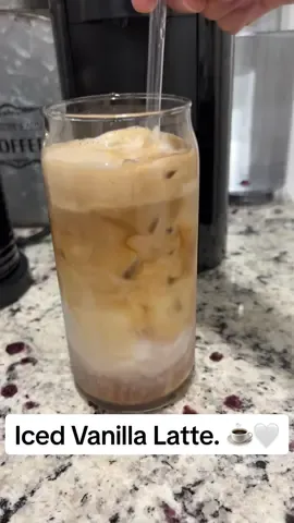 Iced Vanilla Latte. ☕️🤍 #icedcoffee #icedvanillalatte #nespresso #coffee #coffeetiktok #cafe 
