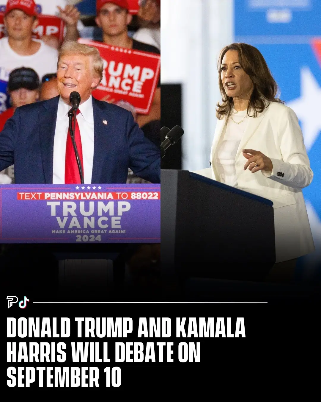 Donald Trump and Kamala Harris have agreed to a debate on ABC on September 10, with two additional debates planned later in the month. 🇺🇸 Trump announced the dates during a press conference at Mar-a-Lago, stating that he is “looking forward” to the debates. The former president confirmed dates with Fox News on September 4, ABC on September 10, and NBC on September 25. Harris confirmed her participation in the September 10 debate and expressed her willingness to discuss further debates. The ABC debate was originally set between Trump and Joe Biden before Biden dropped out of the race. Details on the location, rules, and moderators will be finalized closer to the date. #RoadTo15Million #Pubity 