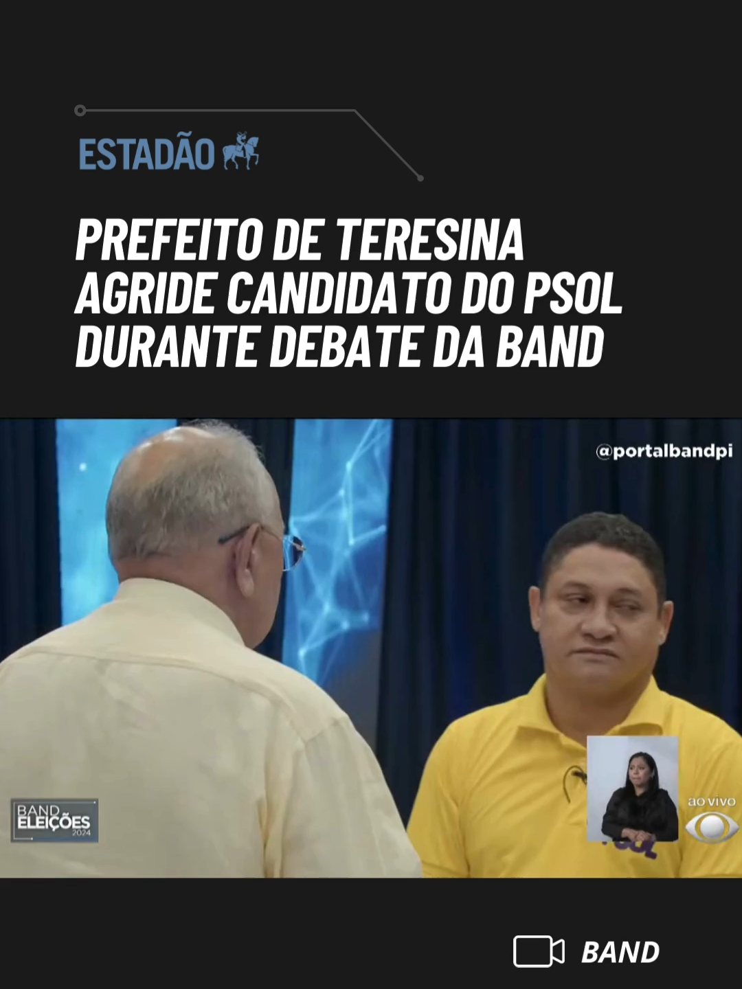 AGRESSÃO NO DEBATE | O prefeito de Teresina, Dr. Pessôa (PRD) agrediu o candidato do PSOL à prefeitura da capital piauiense, Francinaldo Leão, durante o debate da Band realizado nesta quinta-feira, 8. Após responder uma pergunta de Francinaldo, Pessôa deu uma cabeçada no rosto do adversário. Acompanhe a cobertura do debate no site do Estadão.  📹 Reprodução/Band #debate #teresina #política #eleições2024🇧🇷