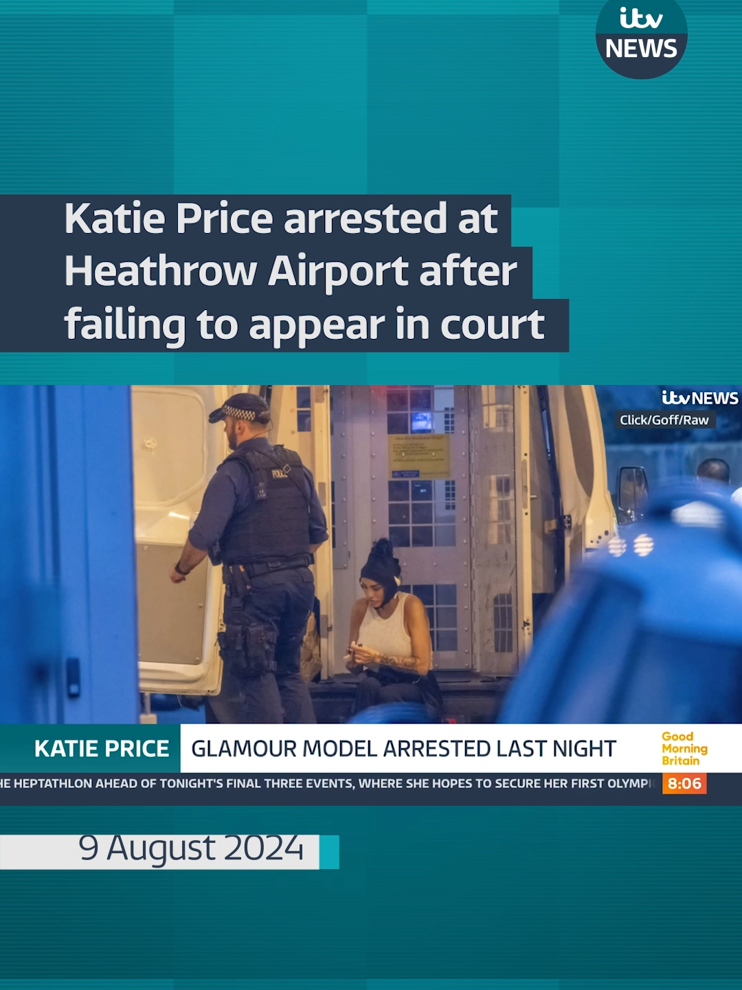 Katie Price arrested at Heathrow Airport after failing to appear in court #itvnews #katieprice