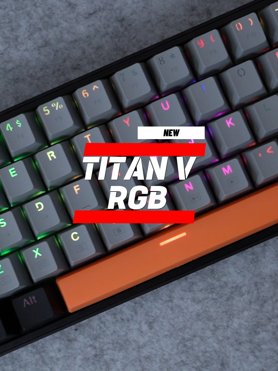 Titan V RGB Gray dengan layout 60% dan tentunya sudah hotswap juga , sudah memiliki 17 rgb mode #gamen #gamenindonesia #keyboard #TITANV #promoguncang88