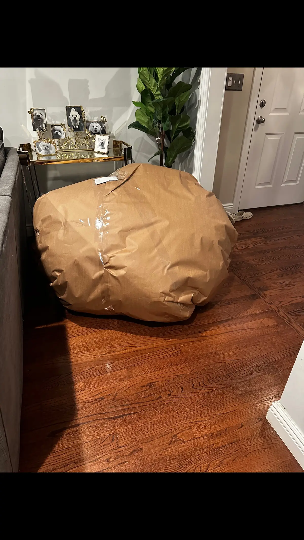 When your child opens the bean bag chair and jumps on it to fluff it out ANd then decides they don’t it. I somehow how to repackage it to send it back! Hope it doesnt rip. #momtok #teamwork #ghettostyle #trending