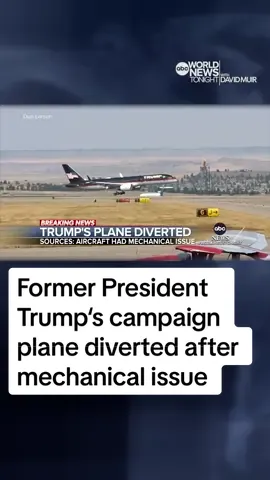 Fmr. President Trump's plane was diverted to Billings, MT after a #mechanical issue, according to the airport, as both Trump and Harris take their campaigns west. Selina Wang reports.  #worldnewstonight #abcnews 