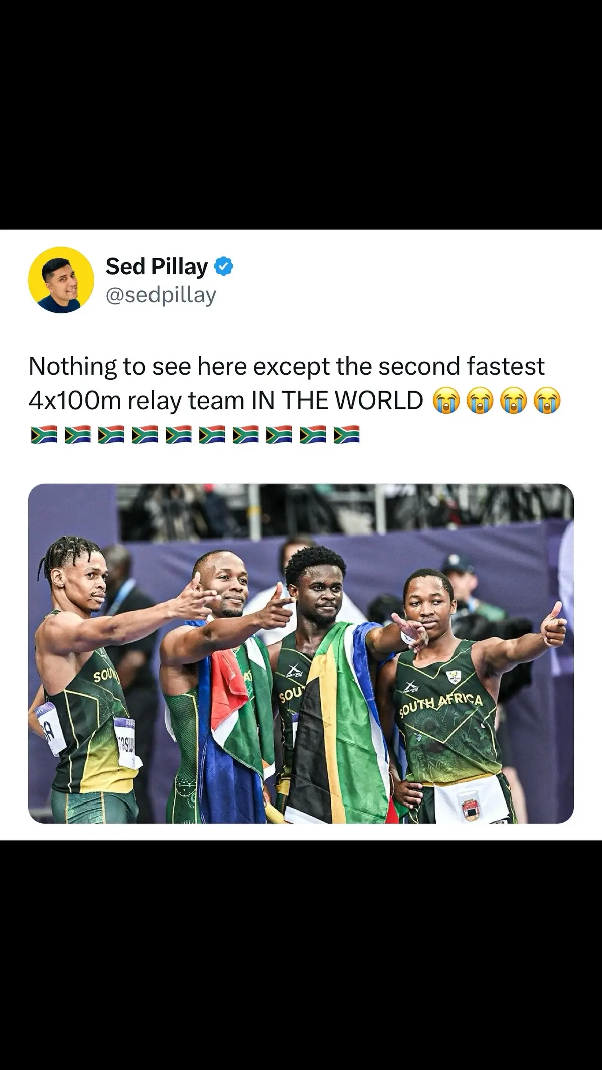 Talk nicely to us please 🙏🏽🤣🇿🇦🤩 #proud #mzansi #southafrica #athletics #olympics #sprinter #news #durban #joburg #capetown #tiktoksouthafrica #tiktoksa #foryou #fyp 