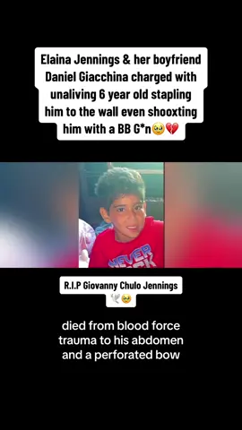 Elaina Jennings & her boyfriend Daniel Giacchina charged with unaliving 6 year old stapling him to the wall even shooxting him with a BB G*n🥹💔 #GiovannyChuloJennings #MADISONHEIGHTS #ElainaJennings #DanielGiacchina #Michigan #fyp #news #tiktoknews tiktok this is all for educational purposes.✅🥹🕊️