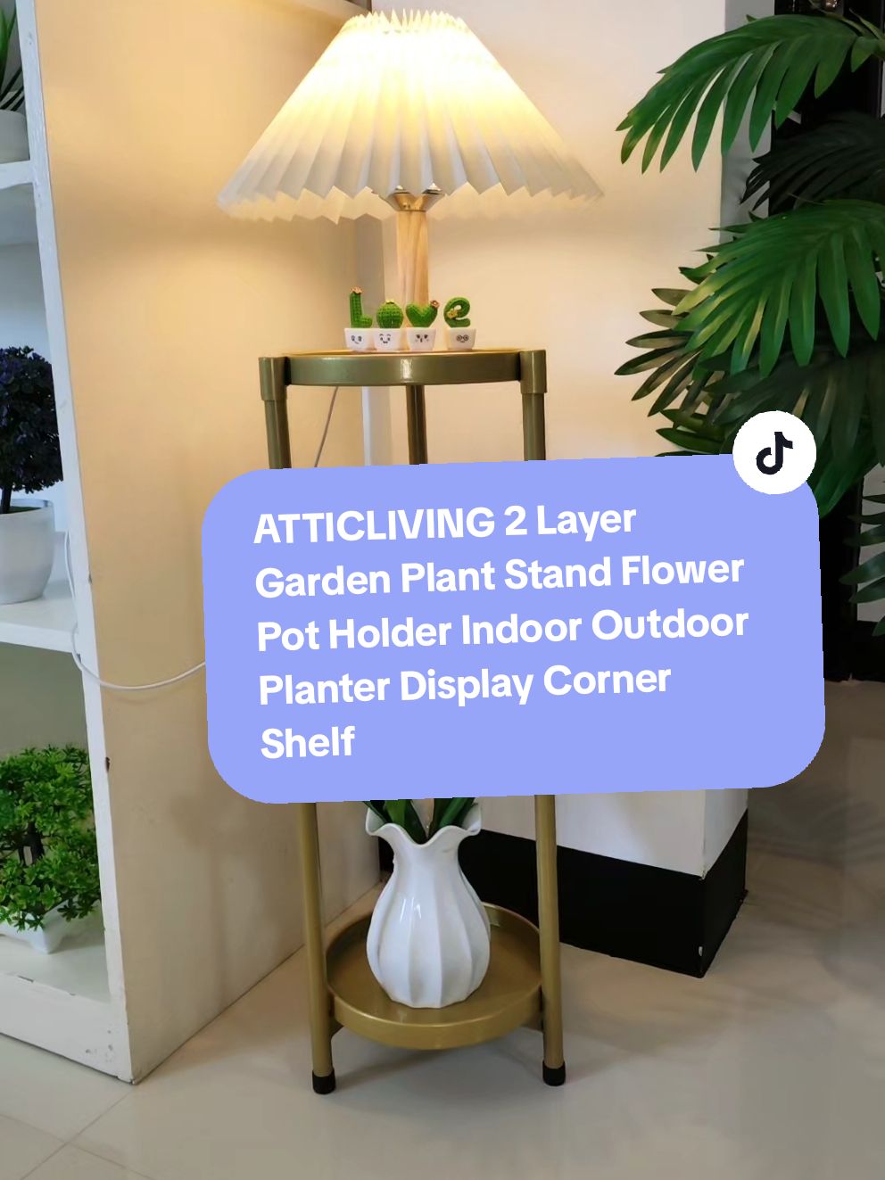 ATTICLIVING 2 Layer Garden Plant Stand Flower Pot Holder Indoor Outdoor Planter Display Corner Shelf #metalplantstand #diyplantstand #potstand #potholder #plantstandideas #homedecor #plantdecor #shelf #metalstand 