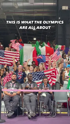 Fans were waving their flags high at the women’s volleyball gold medal match on the last day of the #ParisOlympics. 👏 #usavolleyball #olympics #teamusa 