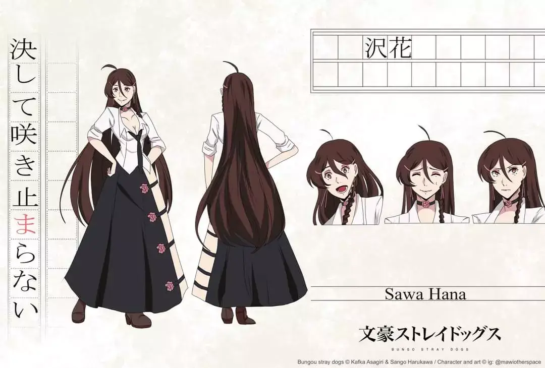 Perfile of Hana Sawa oc of BSD🌸 Crédito al template @mawiotherspace Instagram  #oc #bsdfandom ##ocbsd #anime #perfile #ability 